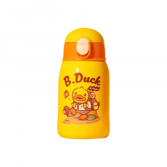 B.DUCK小黄鸭儿童保温杯带吸管两用学生水壶幼儿园男女宝宝吸管杯 日光黄（480ml） 1个装