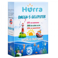 挪威进口Hurra婴幼儿童DHA补脑护眼钙吸收鱼油果冻软糖营养品45粒